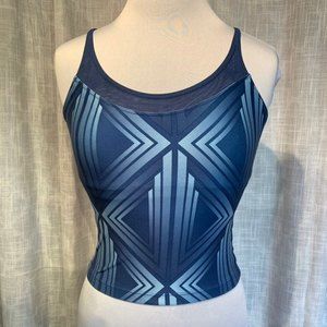 Nike Dri-Fit Crop Althletic Tank top w/bra Blue Geometric Women's SMALL